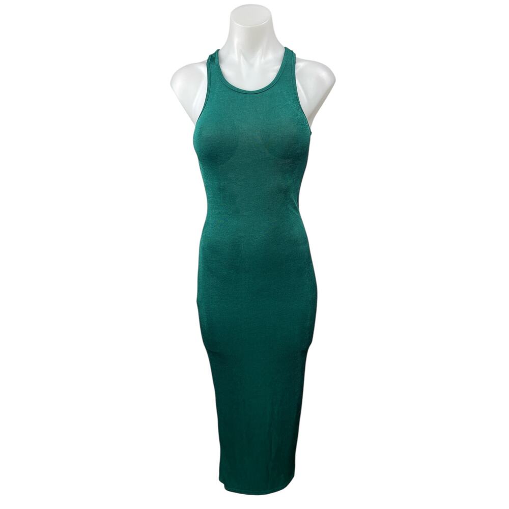 Lioness Women's Green Sleeveless High Neck Racerback Maxi Bodycon Dress Size XS